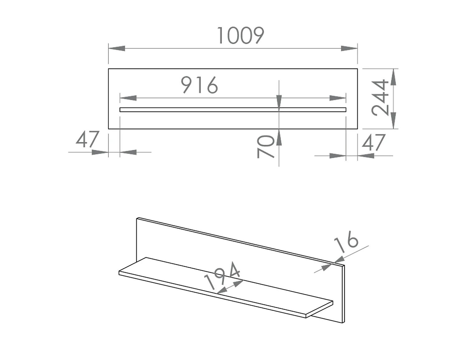 Wandregal 94cm Ronan Weiß