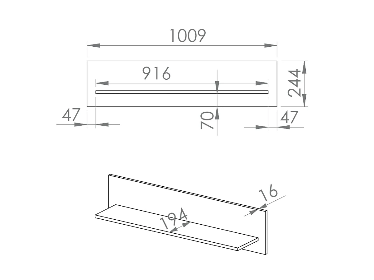 Wall shelf 94cm Ronan White