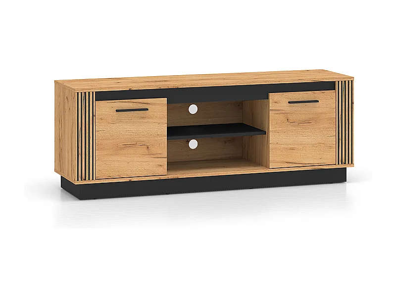 Mueble TV 2 puertas 150 cm Solal Madera y Negro
