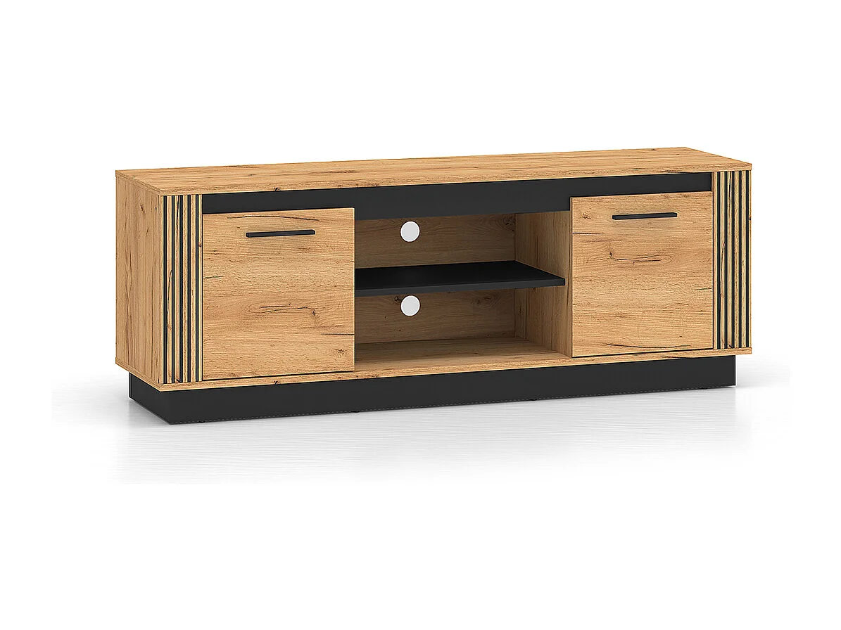 TV-Möbel mit 2 Türen 150 cm Solal Holz und Schwarz