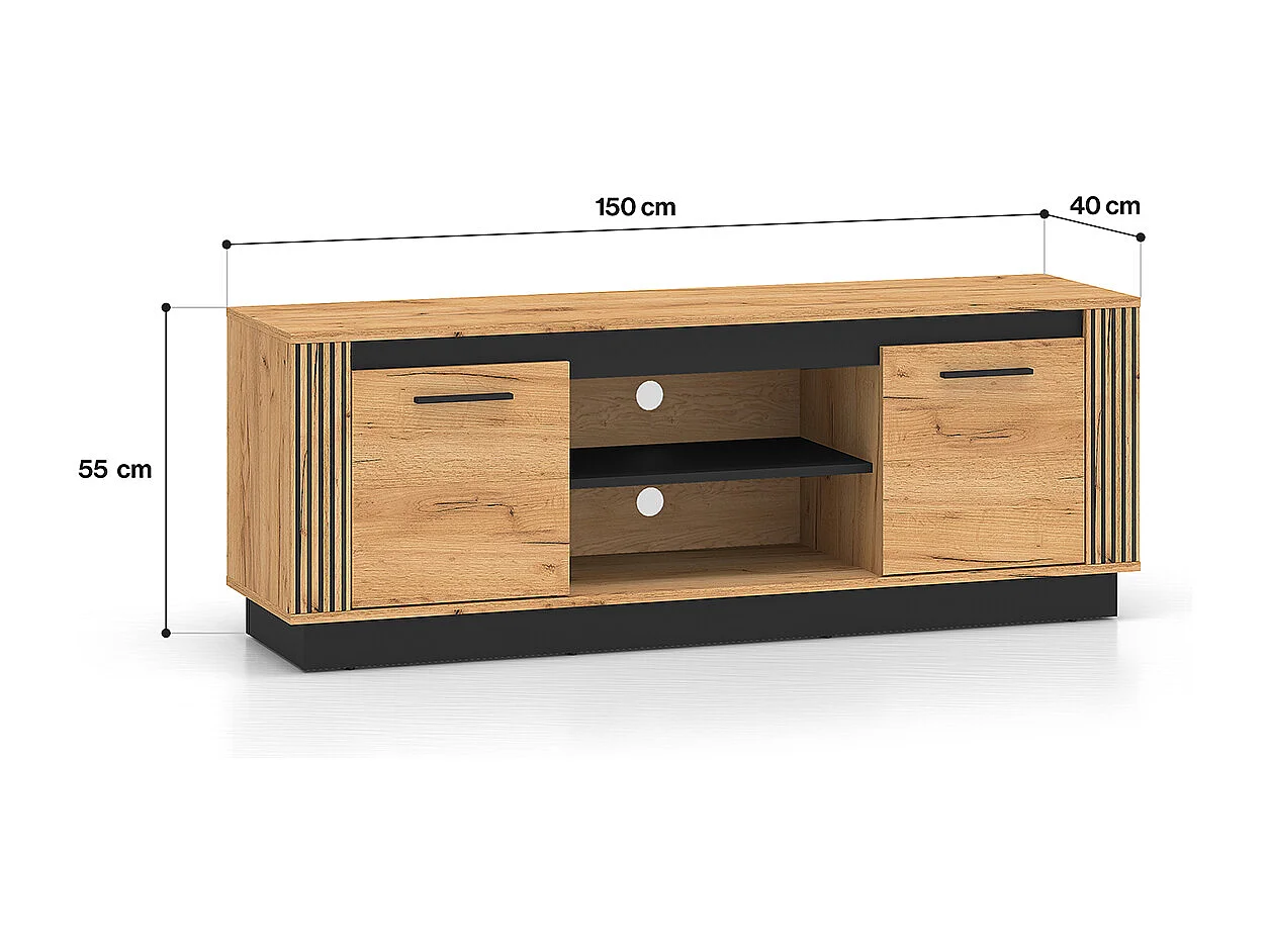 TV-Möbel mit 2 Türen 150 cm Solal Holz und Schwarz