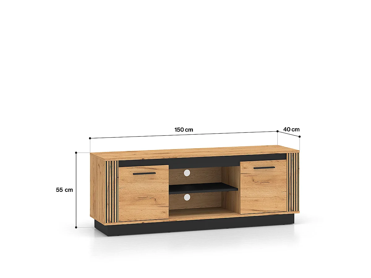 TV-Möbel mit 2 Türen 150 cm Solal Holz und Schwarz