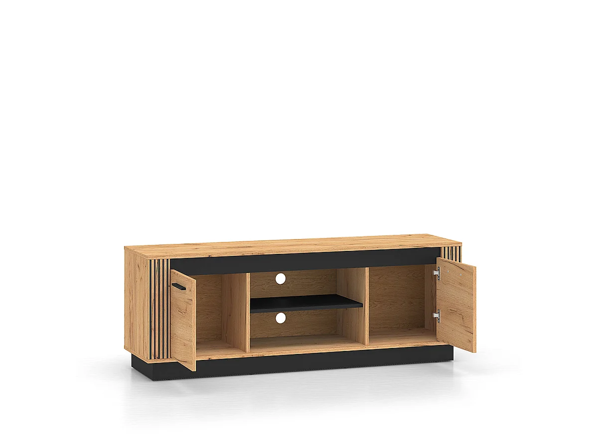 TV-Möbel mit 2 Türen 150 cm Solal Holz und Schwarz