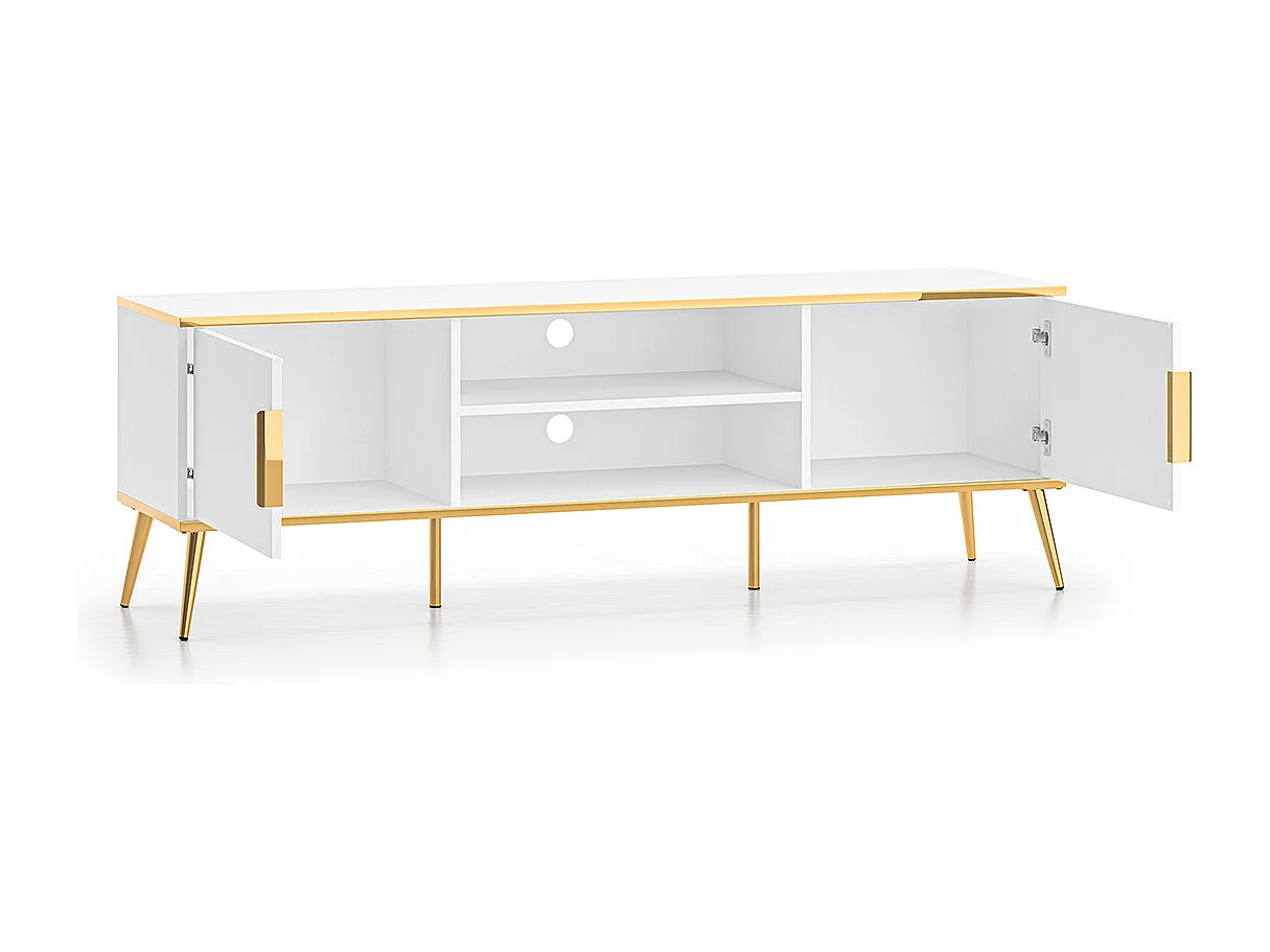 2-türiges TV-Möbel 160 cm Zora Weiß und Gold