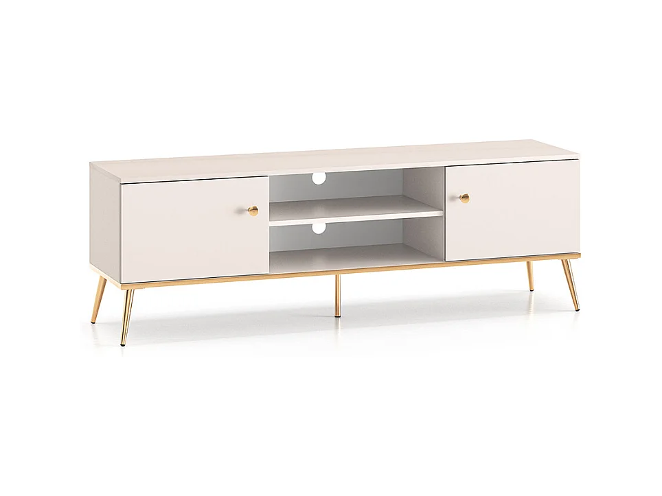 Meuble TV 2 portes 160 cm Olivia Cachemire et Doré