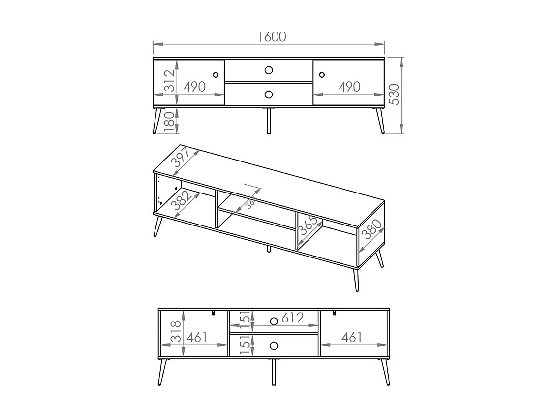 Mobile TV 2 ante Olivia cachemire 160cm