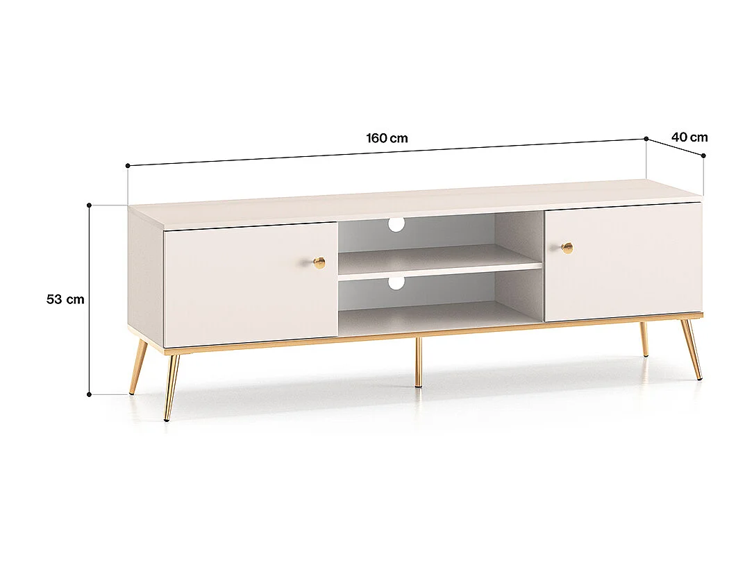 Olivia Cashmere og guld 2-dørs tv-bord 160 cm