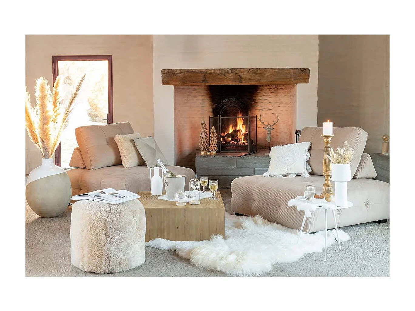 Tapis Imitation Fourrure "Mouton" 140x170cm Blanc