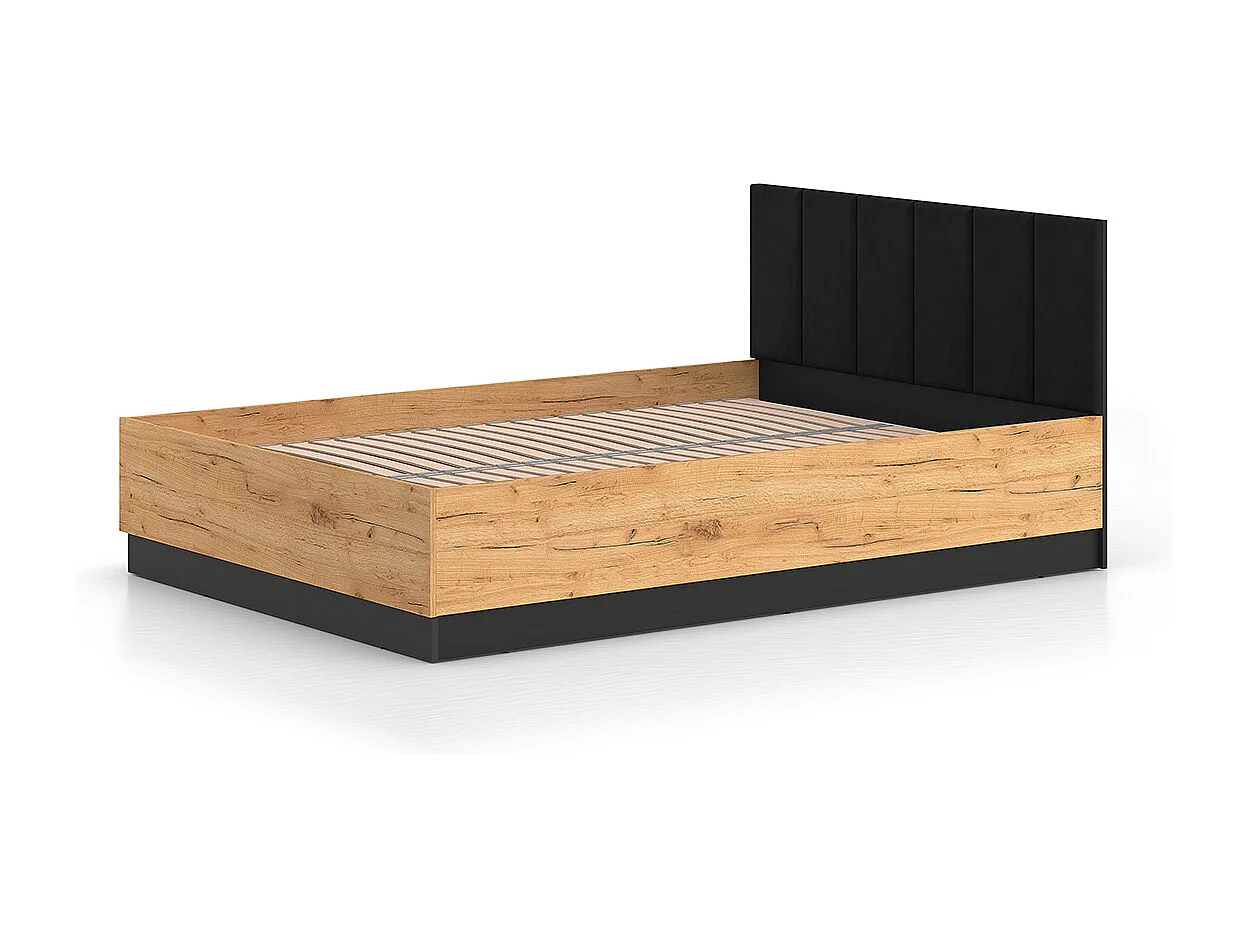 Lit 140x200 sommier inclus Solal Bois et Noir