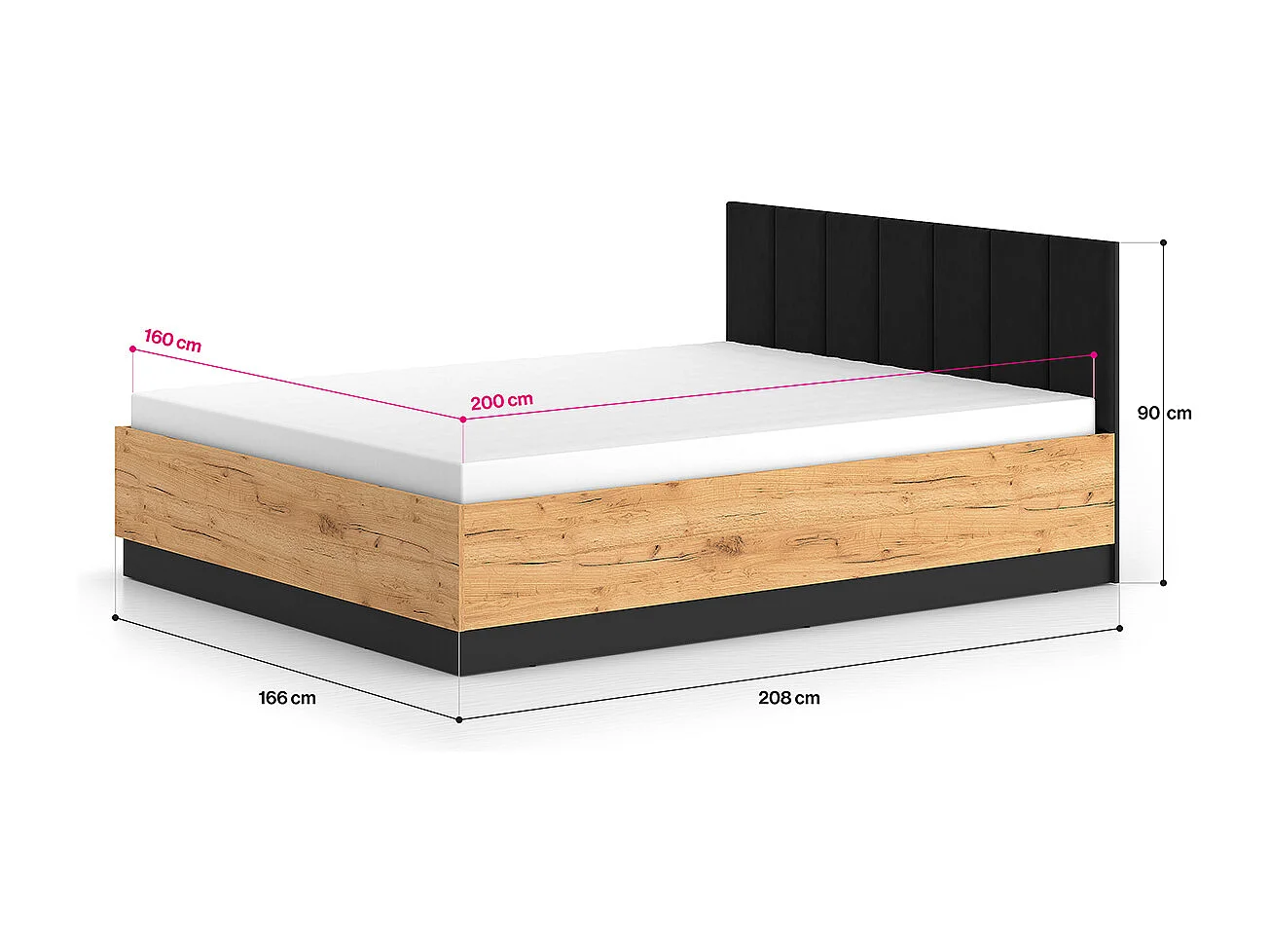 Lit 160x200 sommier inclus Solal Bois et Noir