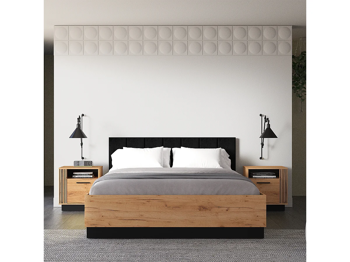 Lit 160x200 sommier inclus Solal Bois et Noir