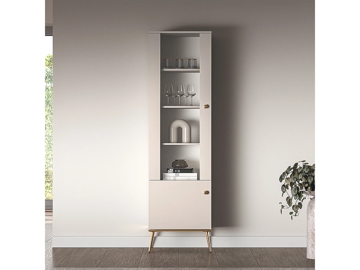 Vetrina a 2 ante Olivia Cashmere e oro