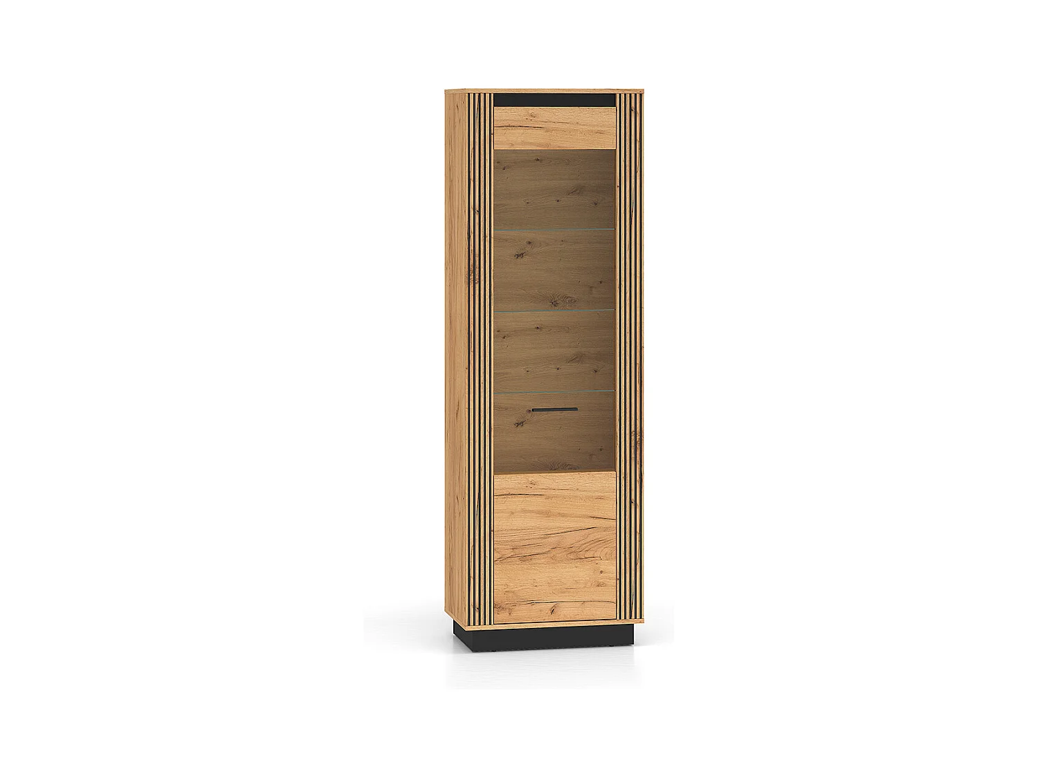 Solal Hout en Zwart 1-deurs vitrinekast