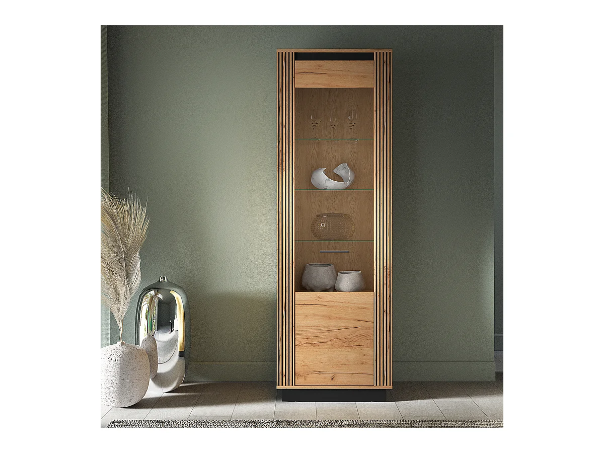 Vetrina a 1 anta in legno e nero Solal