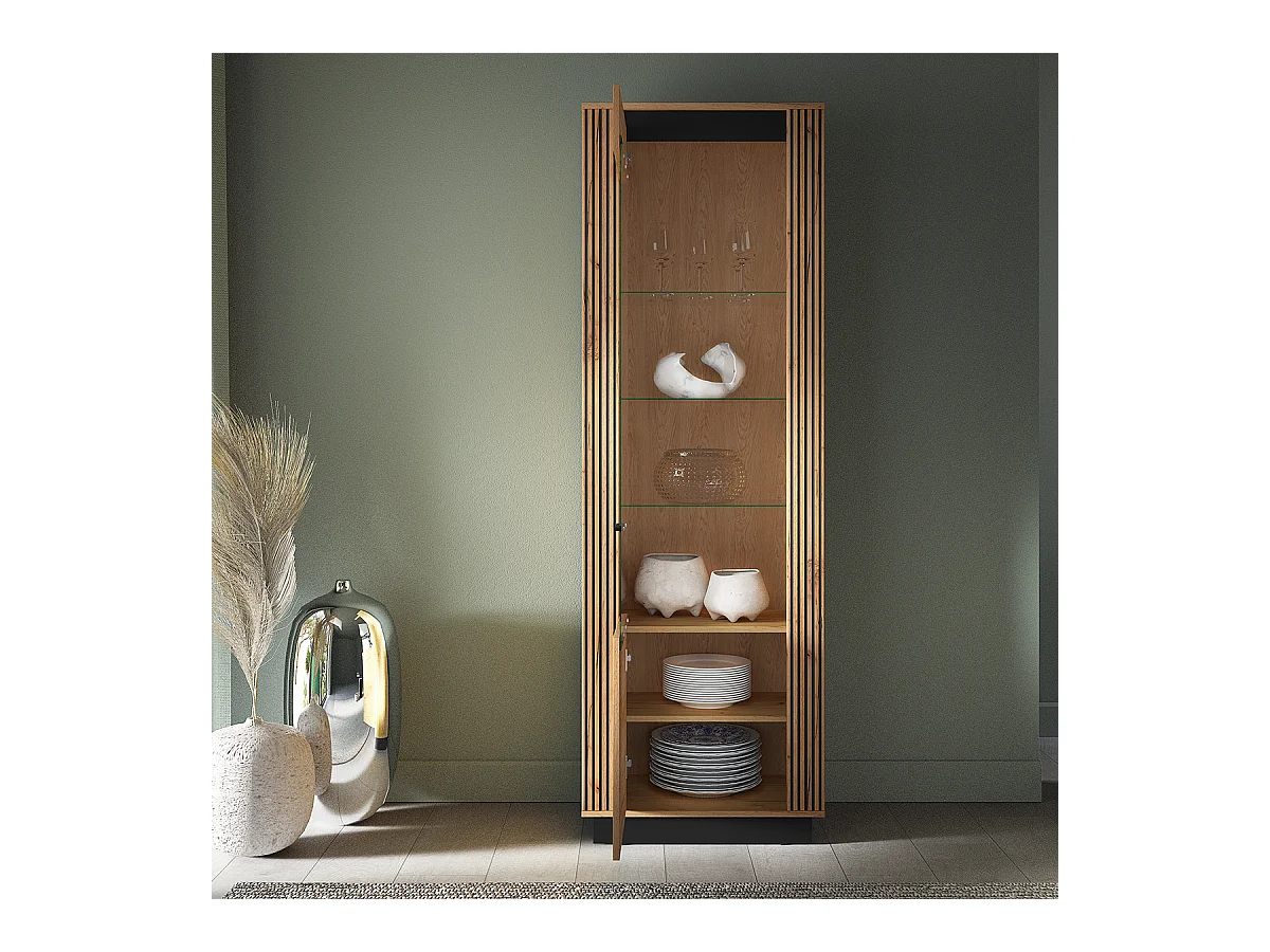 Vetrina a 1 anta in legno e nero Solal