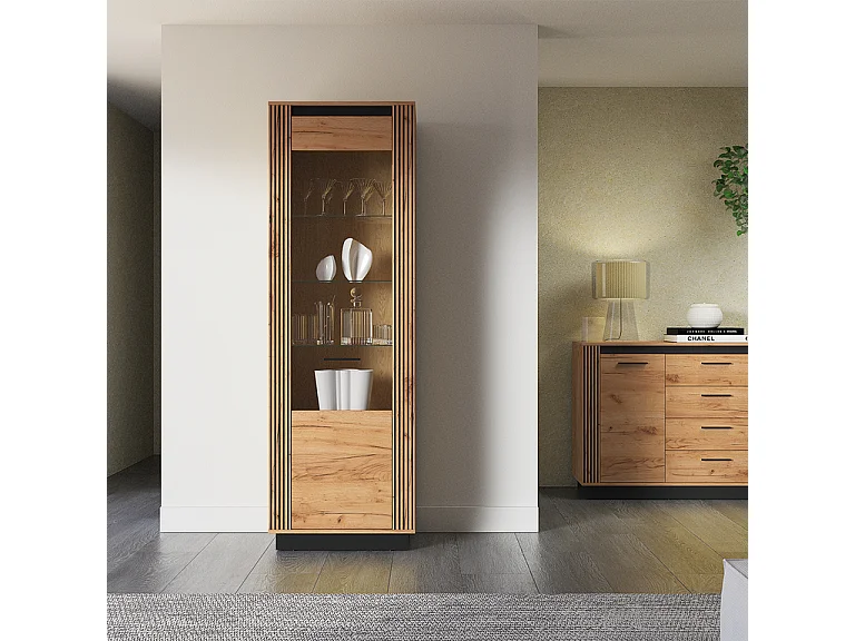 Vitrine 1 porte Solal Bois et Noir