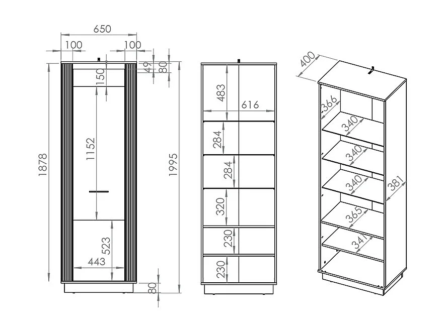 Vitrine 1 porte Solal Bois et Noir