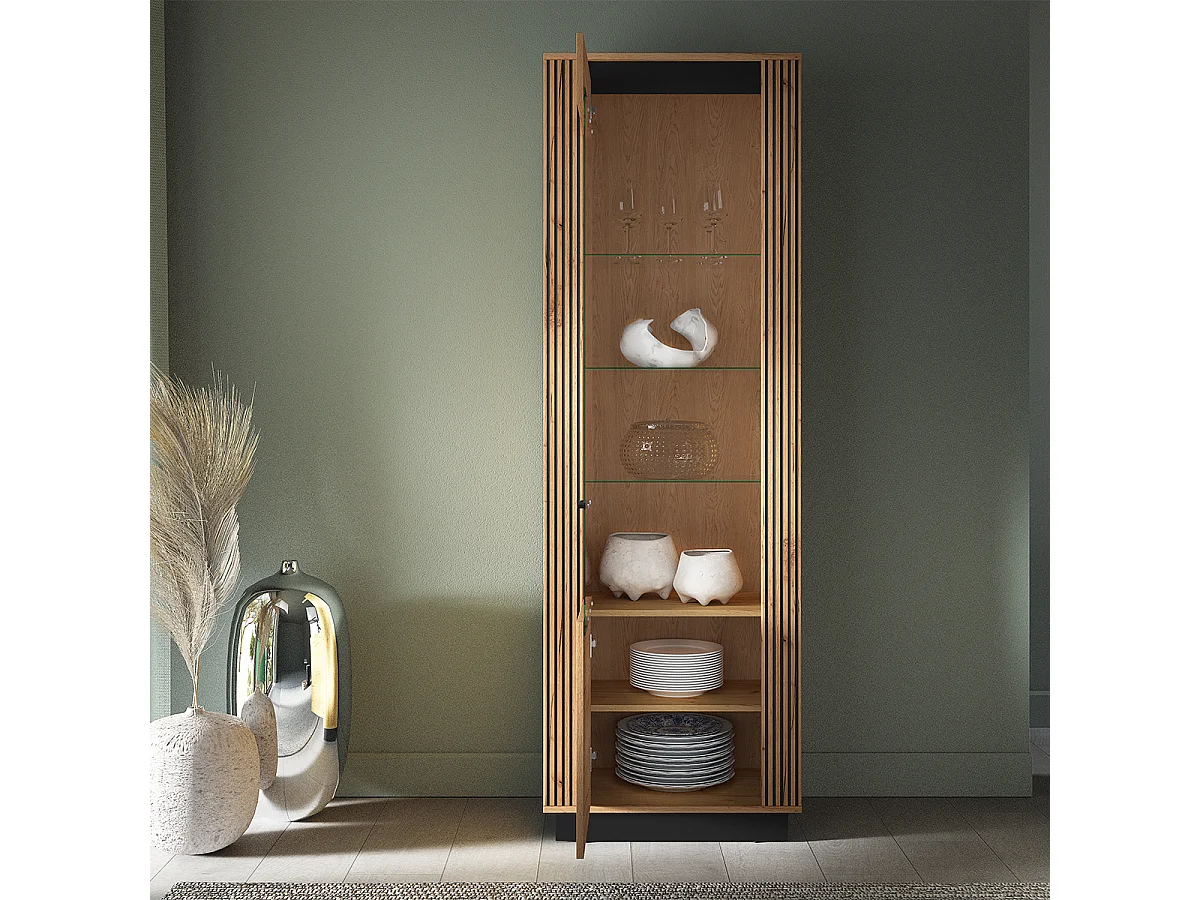 1-door Solal Wood and Black display case