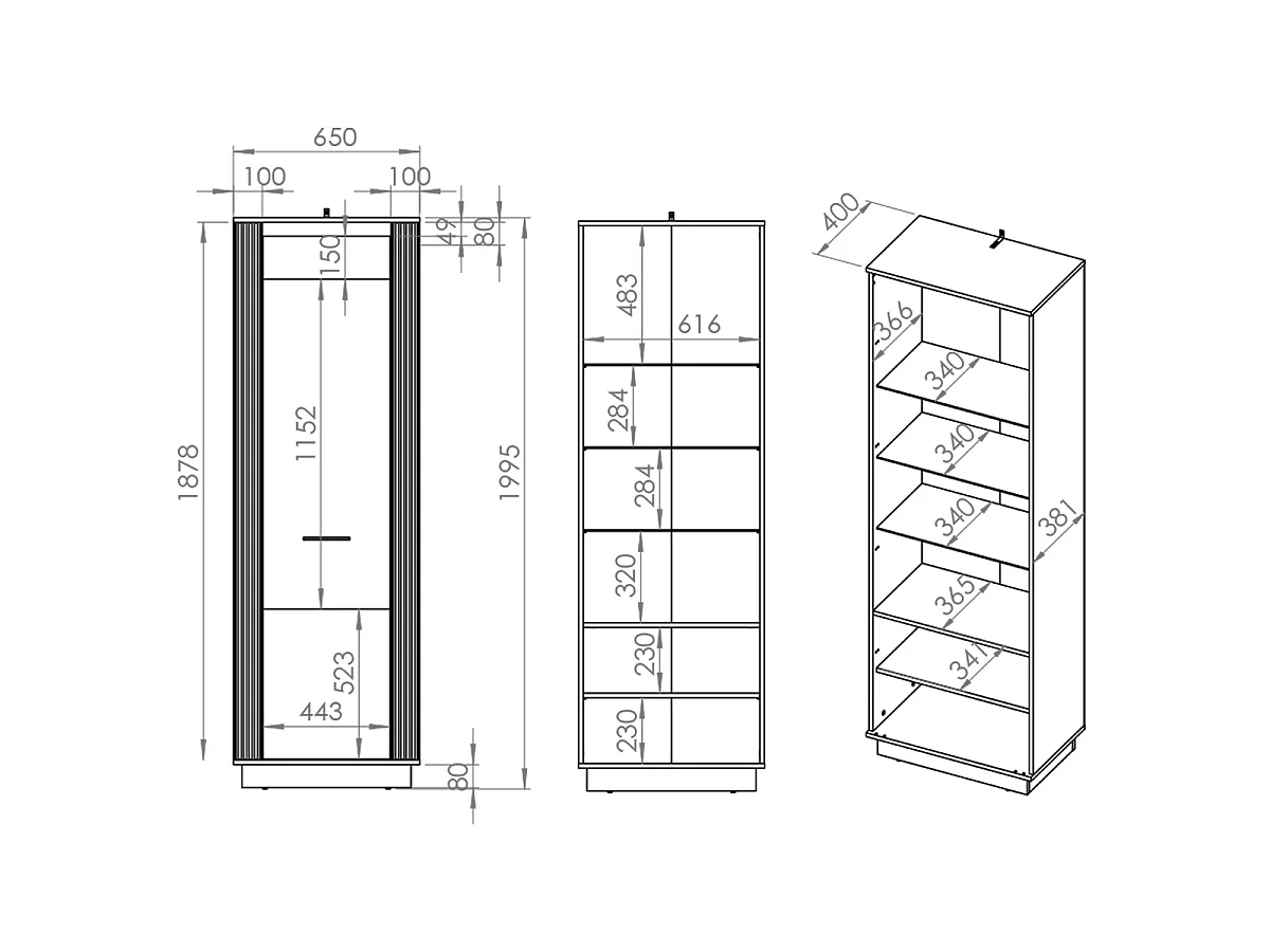 Vitrine 1 porte Solal Bois et Noir