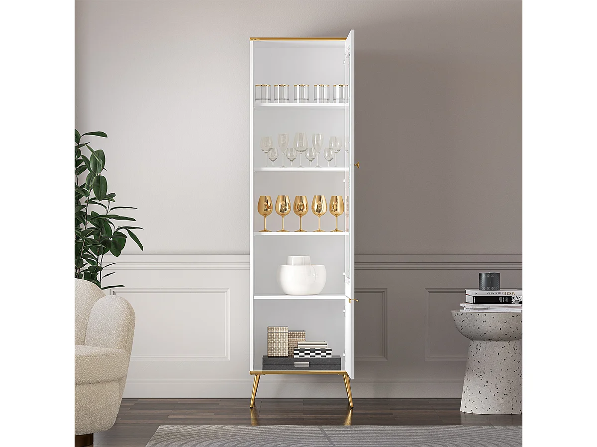 Vitrina 2 puertas Zora Blanca y Dorada