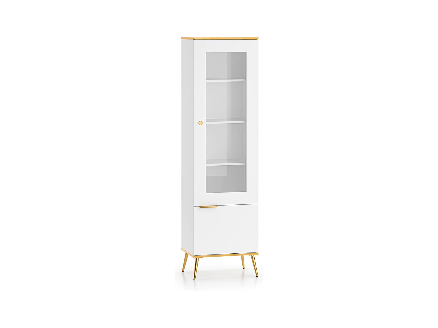 Vitrine 2 portes Zora Blanc et Doré