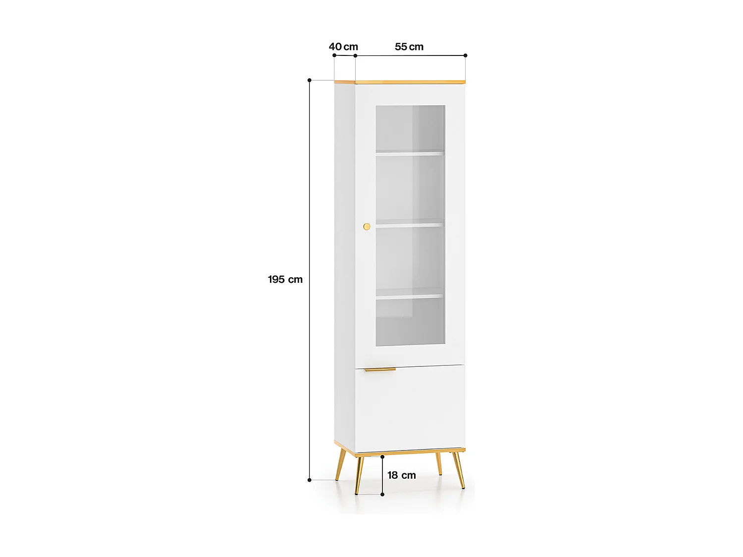Zora White and Gold 2-door display case