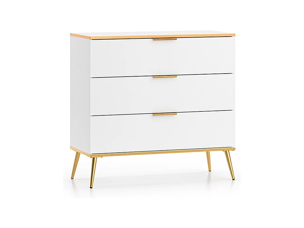 Cómoda 3 cajones Zora Blanco y Dorado