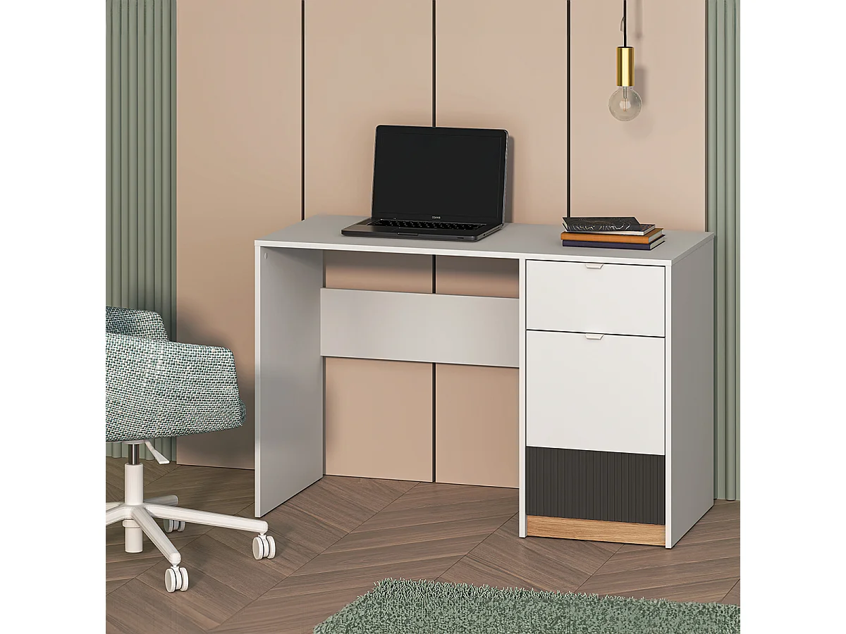 Bureau 1 porte 1 tiroir Ronan Blanc