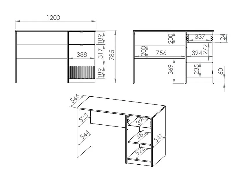 Schreibtisch 1 Tür 1 Schublade Ronan Weiß