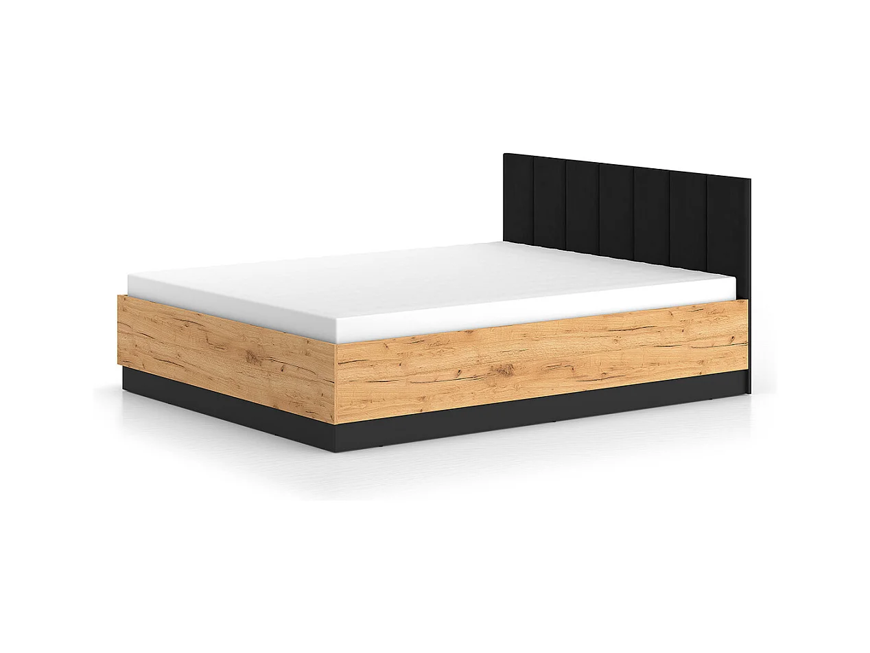 Lit coffre 160x200 sommier inclus Solal Bois et Noir