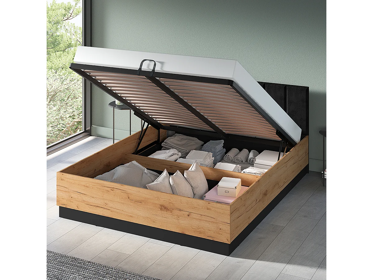 Letto con contenitore con base Solal marrone 160x200