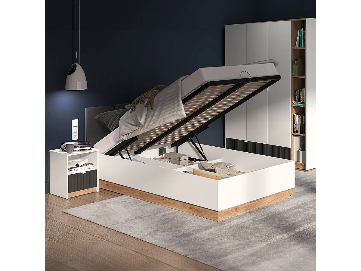 Letto con contenitore con base Ronan bianco 120x200