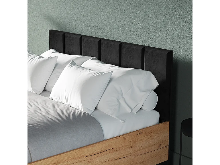 Lit coffre 140x200 sommier inclus Solal Bois et Noir