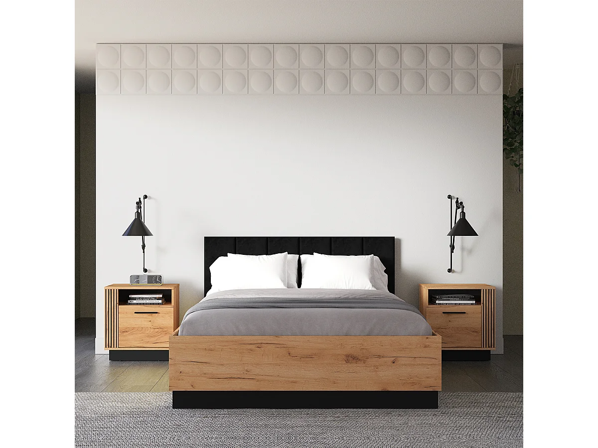 Kisteseng 140x200 med lamelbund inkluderet Solal Træ og Sort