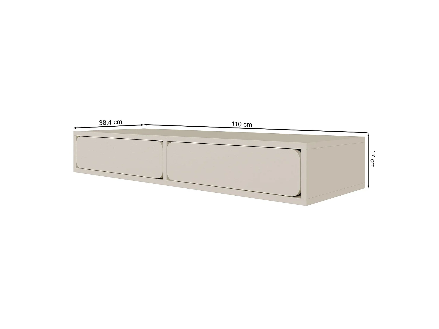 Selsey WUWU - Mobile da toilette a 2 cassetti - sospeso - 110 cm - greige