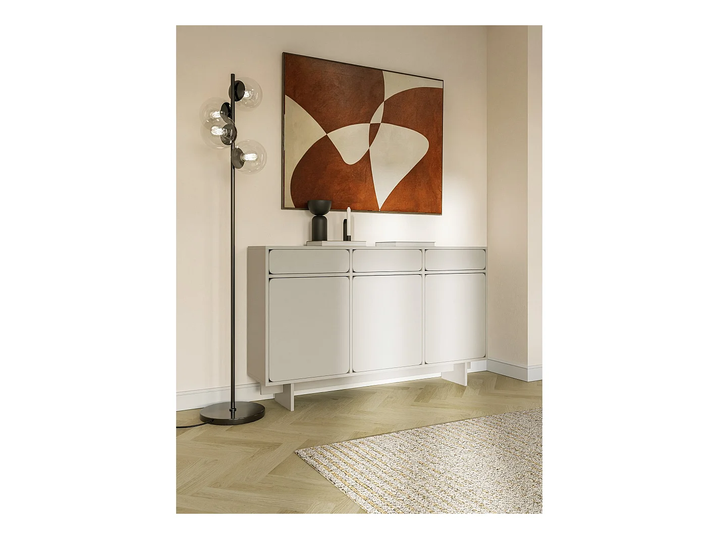 Sideboard 3-türig mit 3 Schubladen - Greige - 150 cm - WUWU