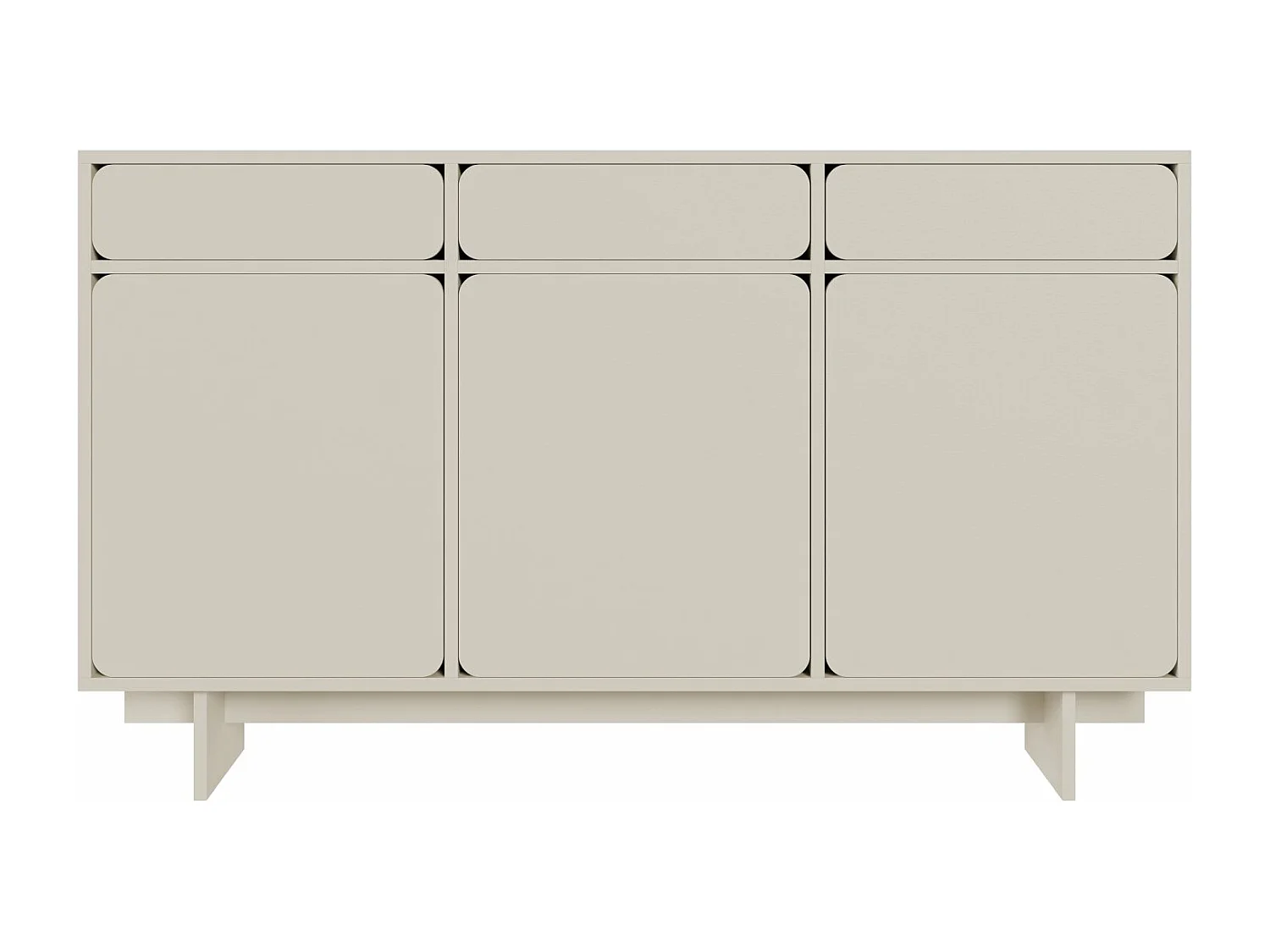 Buffet - 150 cm - 3 portes - 3 tiroirs- grège - WUWU