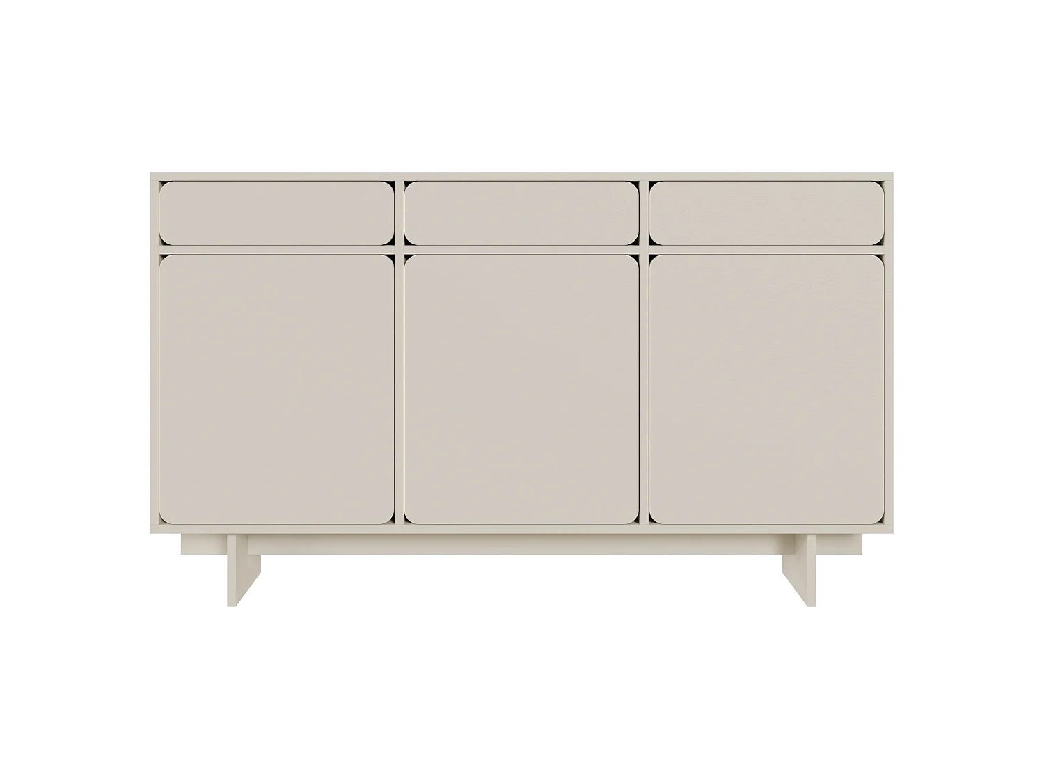Buffet - 150 cm - 3 portes - 3 tiroirs- grège - WUWU
