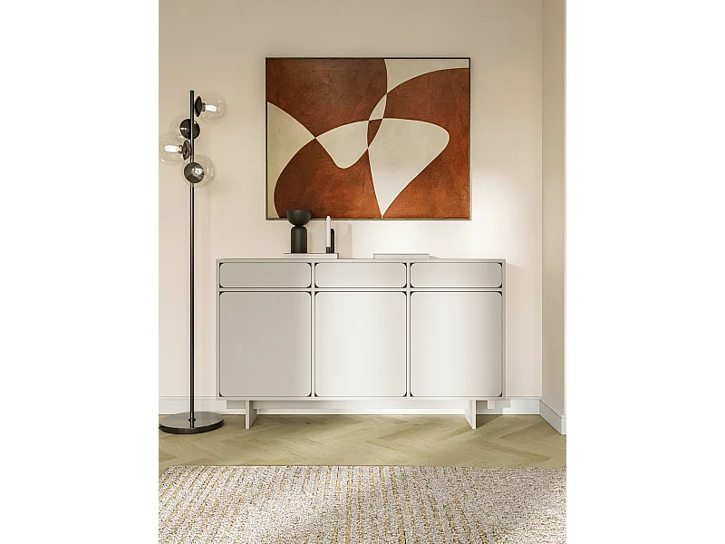 Buffet - 150 cm - 3 portes - 3 tiroirs- grège - WUWU