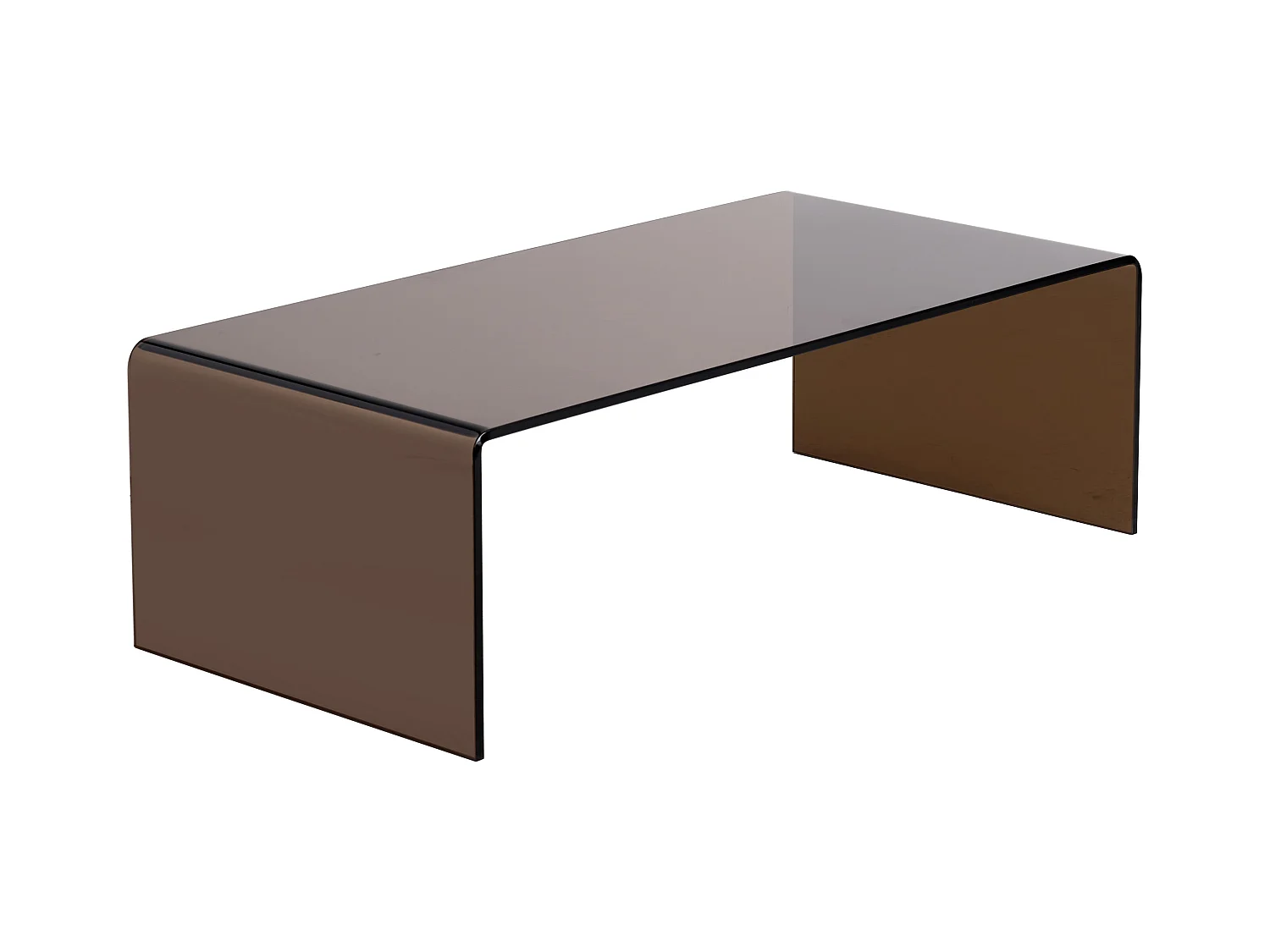 Mesa de centro de vidrio templado curvado - Marrón - ALONZO