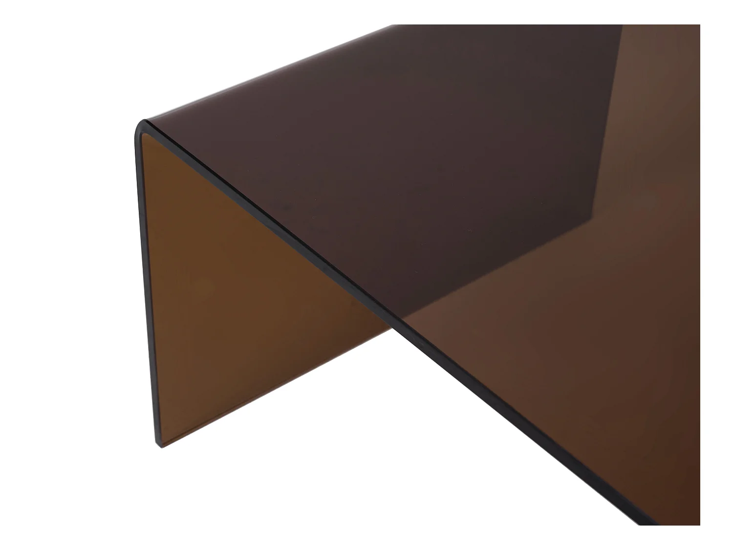 Mesa de centro de vidrio templado curvado - Marrón - ALONZO
