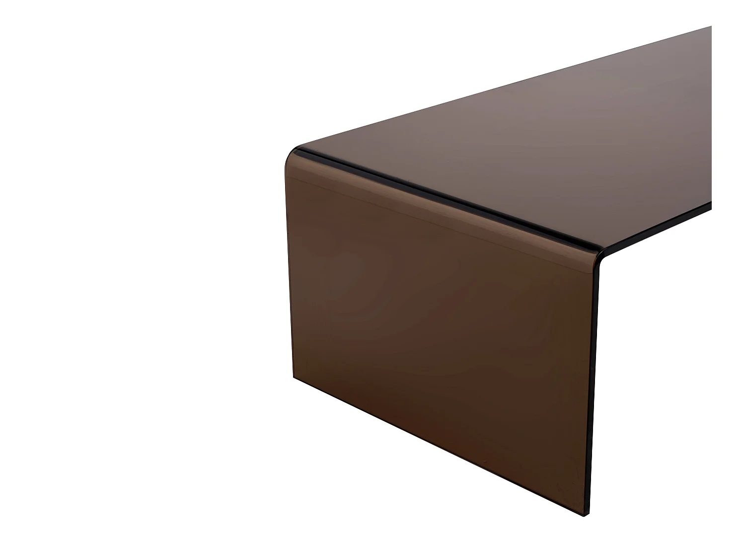 Mesa de centro de vidrio templado curvado - Marrón - ALONZO
