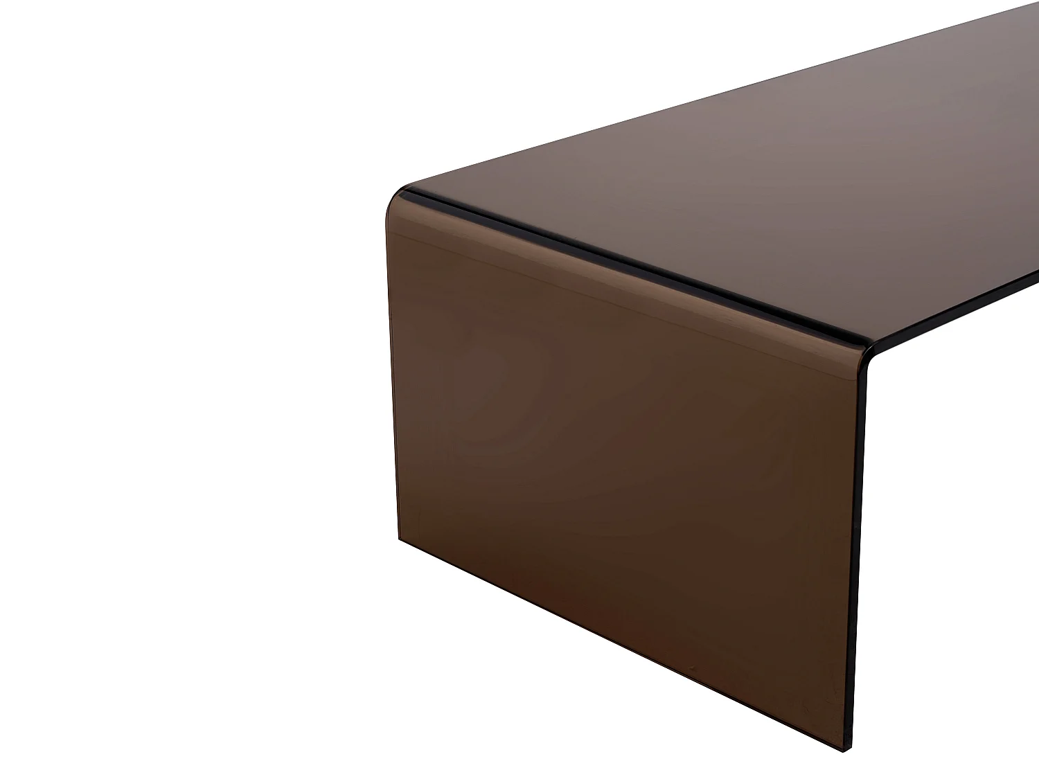 Table basse en verre trempé courbé - Brun - ALONZO