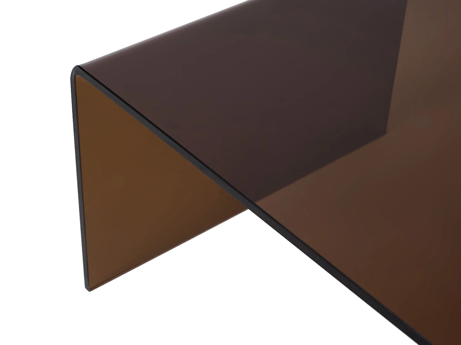 Table basse en verre trempé courbé - Brun - ALONZO