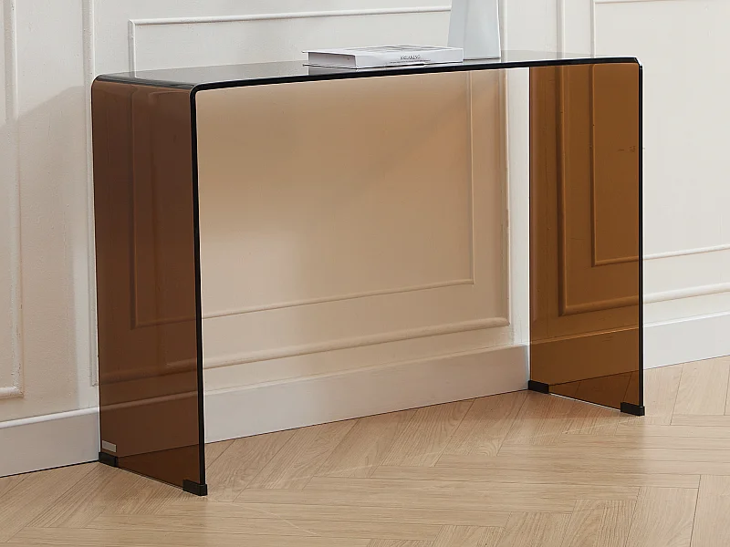 Wandkonsole - gebogenes Sicherheitsglas - Braun - ALONZO