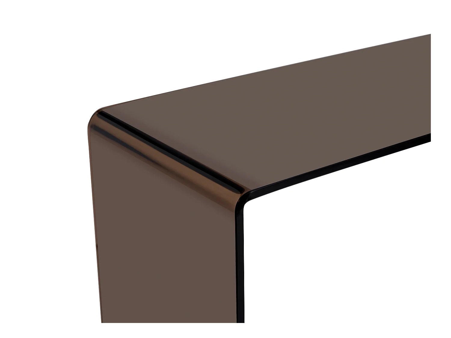 Console en verre trempé courbé - Brun - ALONZO