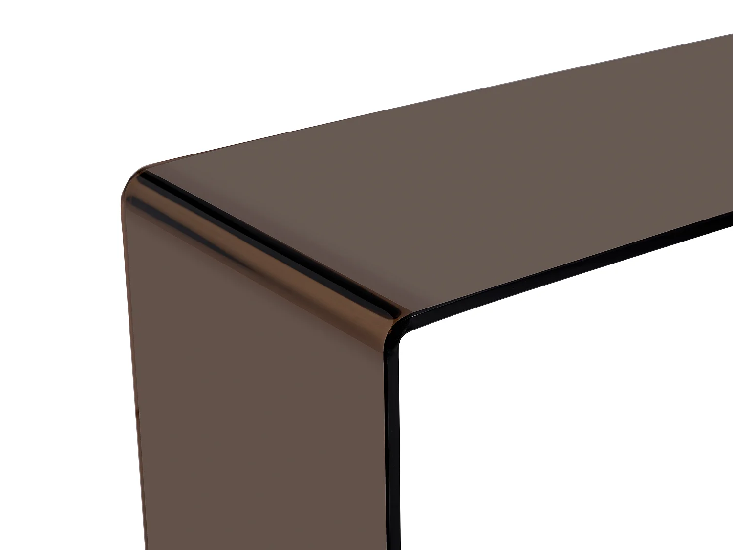 Console en verre trempé courbé - Brun - ALONZO