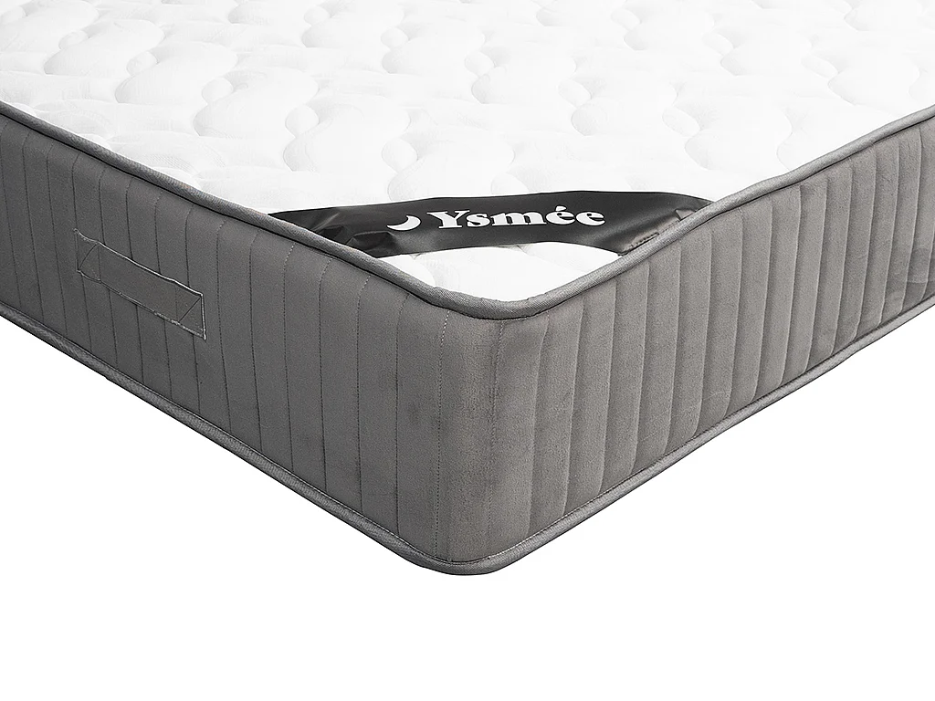 Conjunto de somier tapizado de 140 x 190 cm + colchón de espuma HR y acolchado de látex de 30 cm de grosor - MALINO de YSMÉE