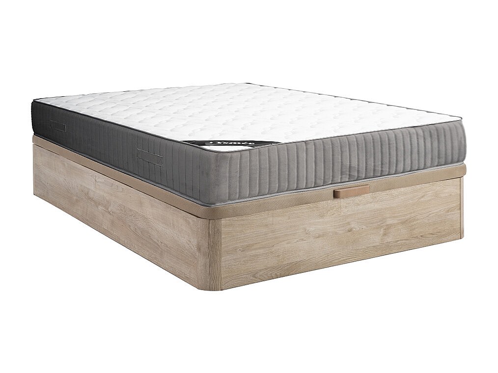 Set aus Bettgestell mit Bettkasten + Kaltschaummatratze - 140 x 190 cm - Au günstig online kaufen