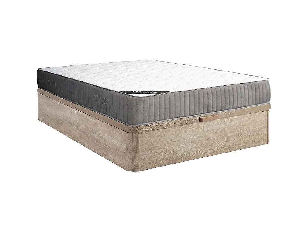 Ensemble 160 x 200 cm sommier coffre naturel clair + matelas mousse HR et accueil latex ép.30cm - MALINO de YSMÉE